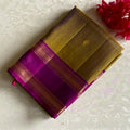 Dipped in Tradition • Dual Shaded Olive with Rich Magenta Designer Pure Silk