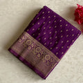 Royal Purple Soft Crepe Silk Saree With Antique Gold Brocade Pallu