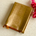Saffron Orange Silk Saree Champagne Gold Paisley Brocade Wedding
