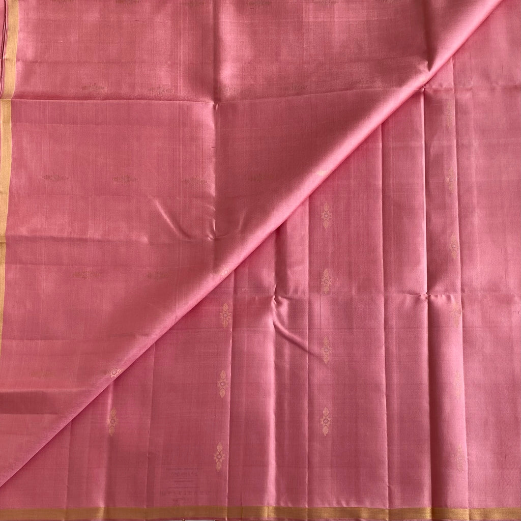 Dusty Rose Designer Pure Silk Saree With Gold Zari Pallu