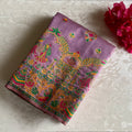 Lavender Rani Pink Soft Tussar Silk Saree With Gold Zari Border