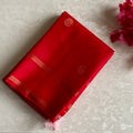 Scarlet Red Designer Pure Silk Saree With Blush Pink Pallu