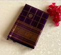 Royal Purple Silk Saree With Gold Zari Checkered Body Pallu