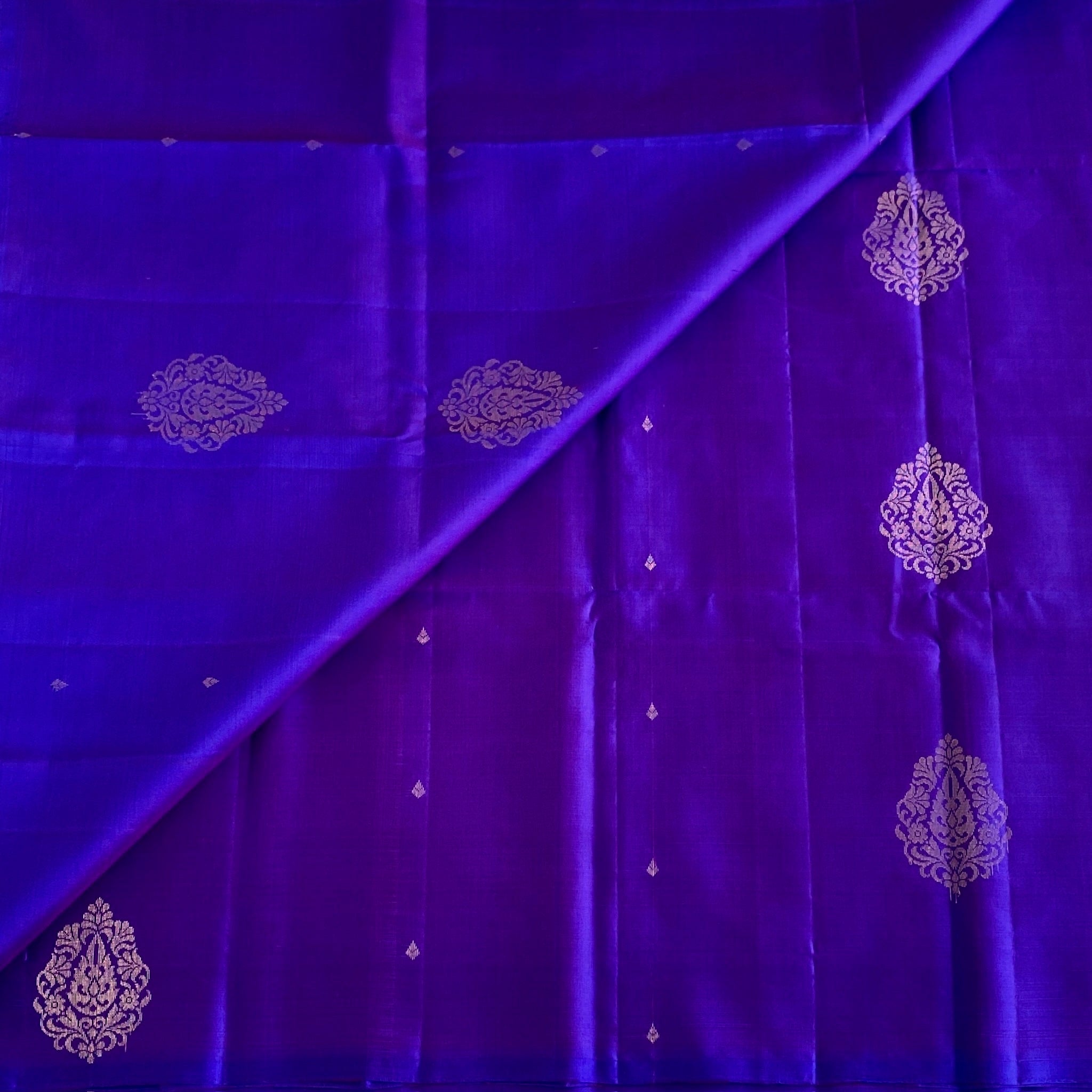 Regal Purple Designer Pure Silk Saree With Yellow Gold Pallu