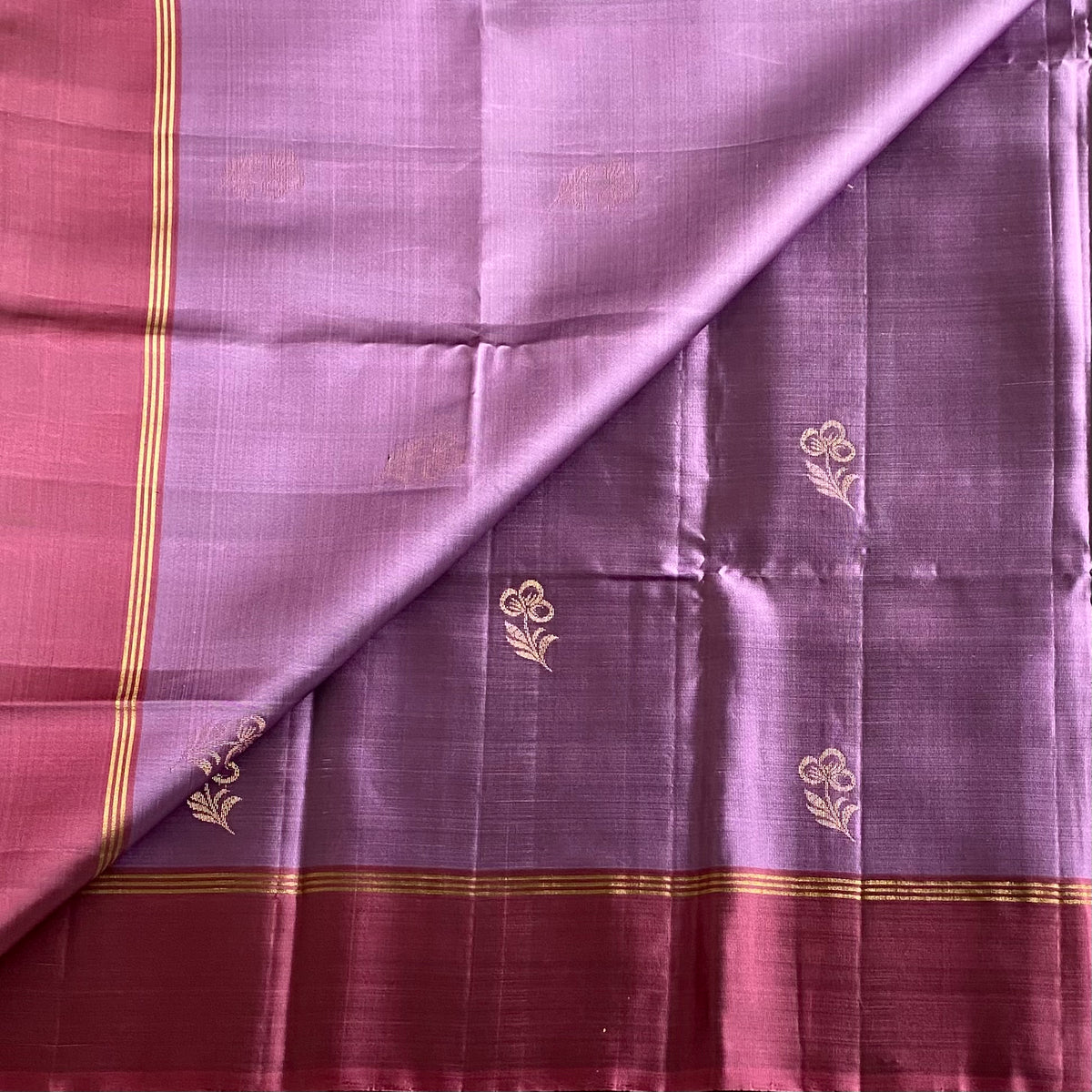 Metallic Lavender Designer Pure Silk Saree With Metallic Onion Pink