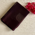 Burgundy Brown Designer Pure Silk Saree With Burnt Orange Pallu