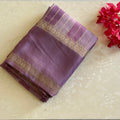Mauve Zari Floral Medallion Saree With Gold Border For Weddings