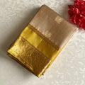 Champagne Beige Designer Pure Silk With Magical Yellow