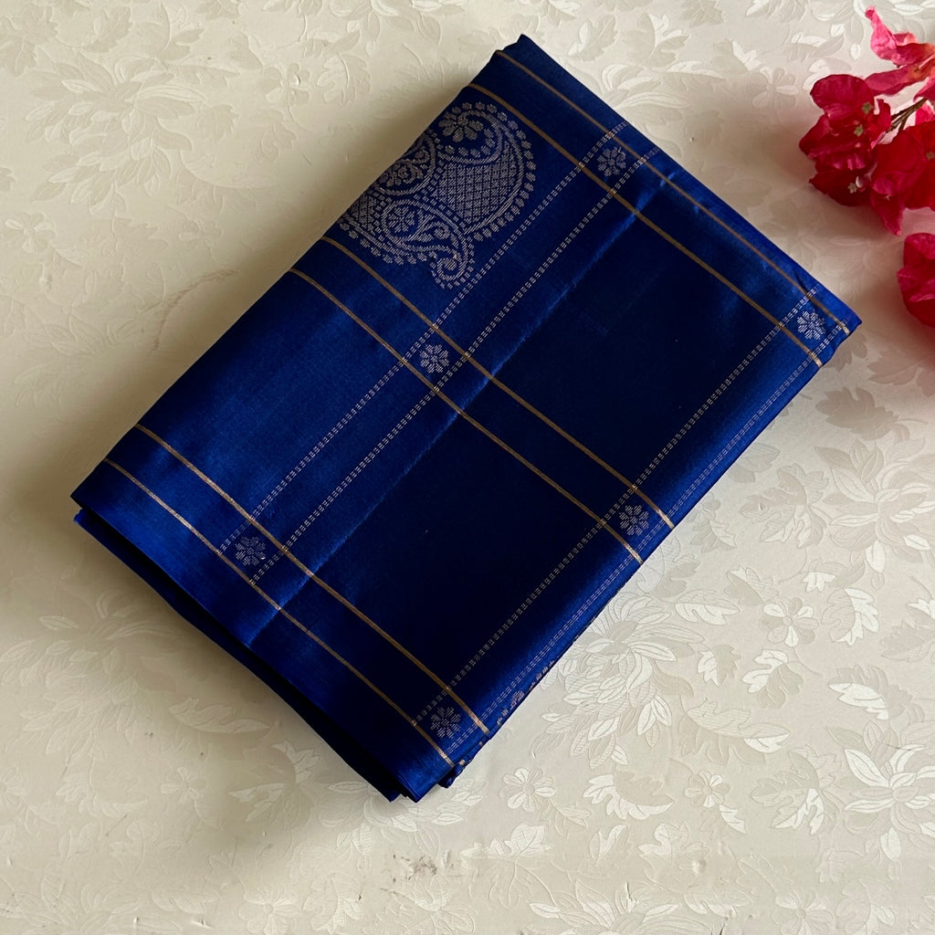 Royal Blue Designer Pure Silk Saree With Metallic Gold Zari