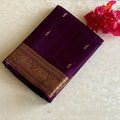 Deep Plum Purple Designer Pure Silk Saree With Antique Gold Pallu