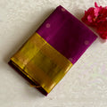 Magenta Pink Designer Pure Silk Saree With Mustard Gold Retta Petta Borders