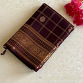 Deep Chocolate Maroon Designer Pure Silk Saree With Antique Gold Pallu