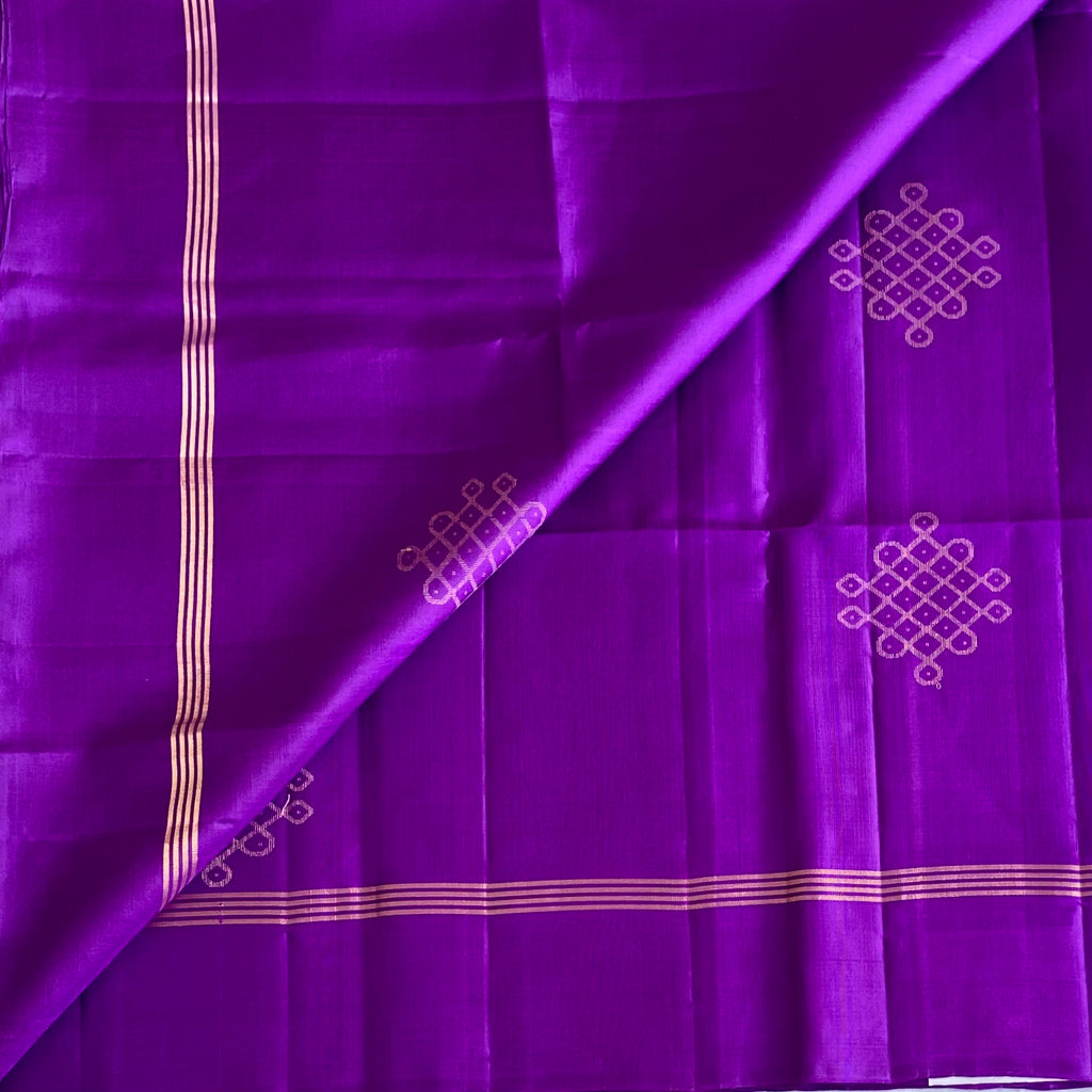 Royal Purple Designer Pure Silk Saree With Gold Lattice Work