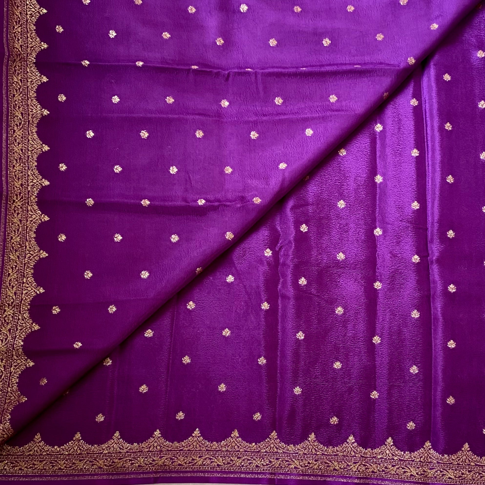 Cadbury Purple Banarasi Silk Saree With Gold Brocade Motifs Traditional