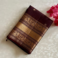 Wine Coffee Designer Pure Silk Saree Metallic Gold Zari Border Butta