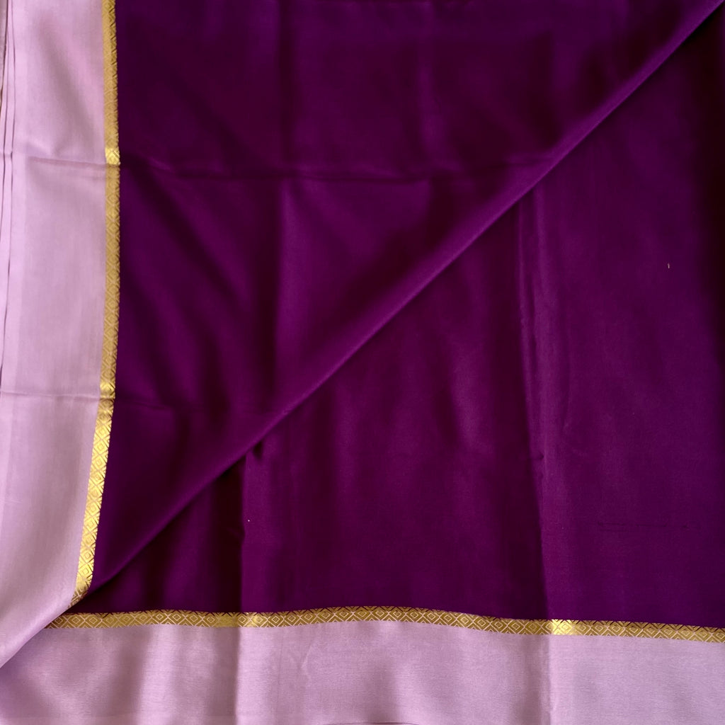 Lilac Mysore Crepe Silk Saree With Royal Purple Pallu