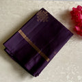 Plum Purple Designer Pure Silk Saree With Antique Gold Motifs