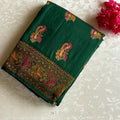 Deep Emerald Green Meenakari(Woven not printed )Soft Tussar Saree With Vibrant Woven Pallu