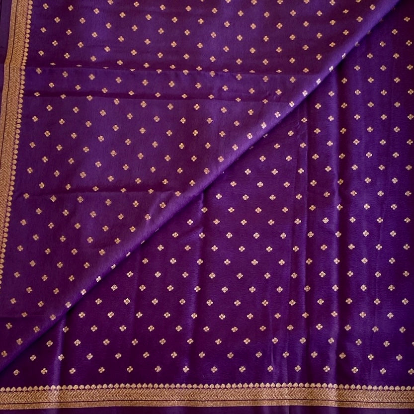 Royal Purple Banarasi Soft Crepe Silk With Antique Gold Brocade Pallu
