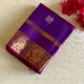 Dual Shaded Magenta Purple Designer Pure Silk Saree With Metallic Gold Brocade