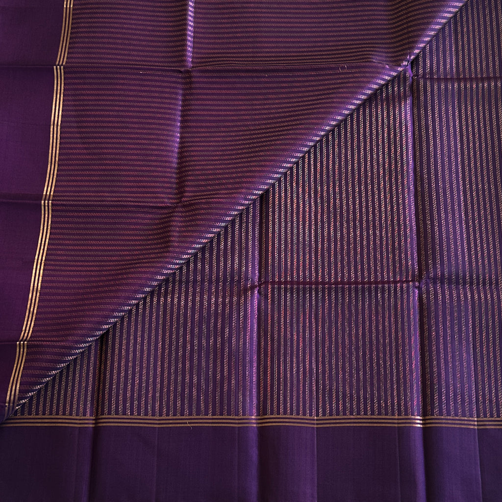 Royal Violet Saree Metallic Gold Woven Pallu Narrow Border Tassels