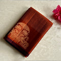 Rust Red Zari Elephant Border Traditional Festive Woven Elegant Saree