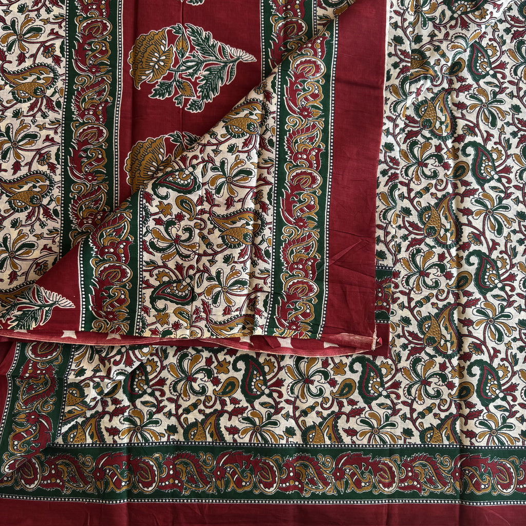 Summer Delight - Gorgeous block printed soft cotton with maroon borders