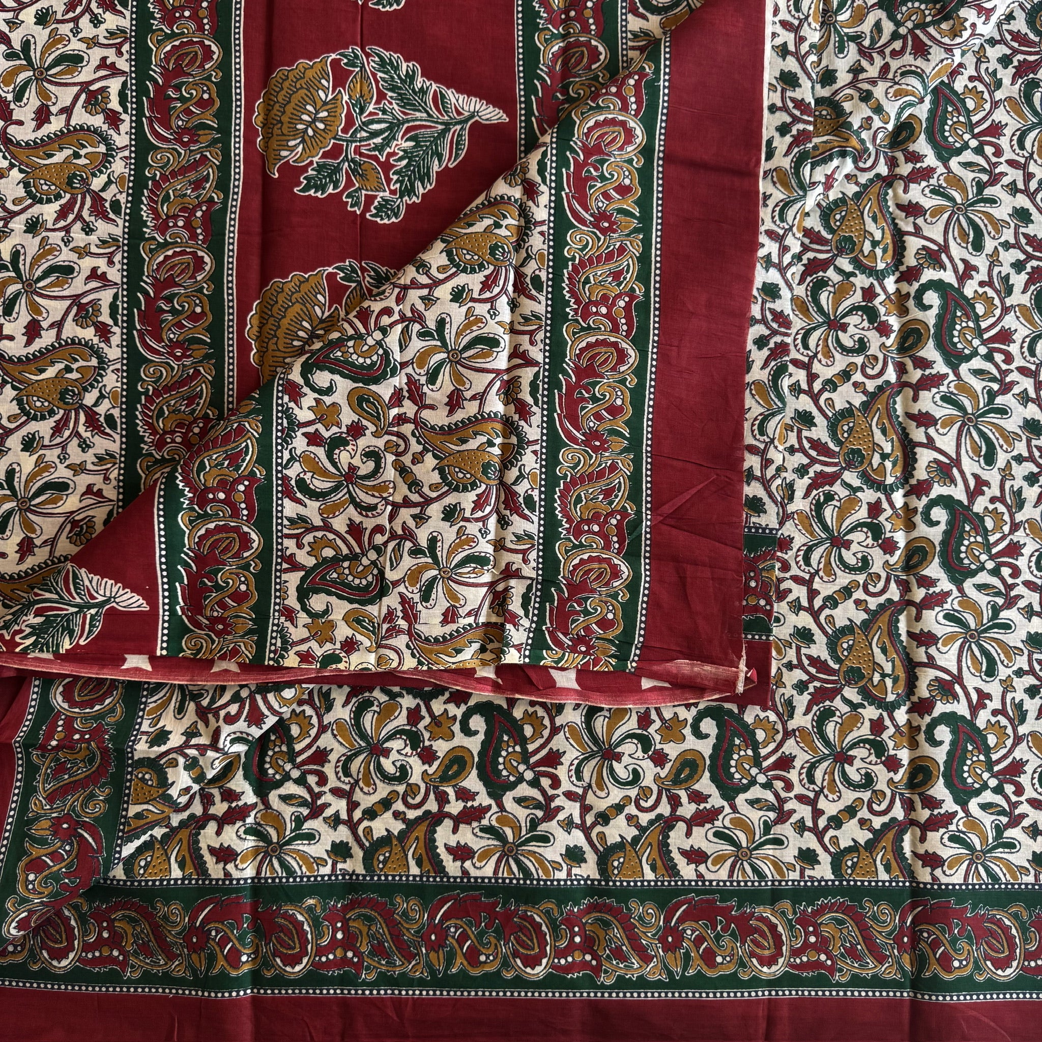 Summer Delight - Gorgeous block printed soft cotton with maroon borders