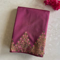 Traditional Magenta Brocade Saree Gold Floral Triangular Border Tassel Pallu