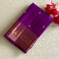 Royal Magenta Kanjeevaram Pure Zari Silk With Antique Gold Border