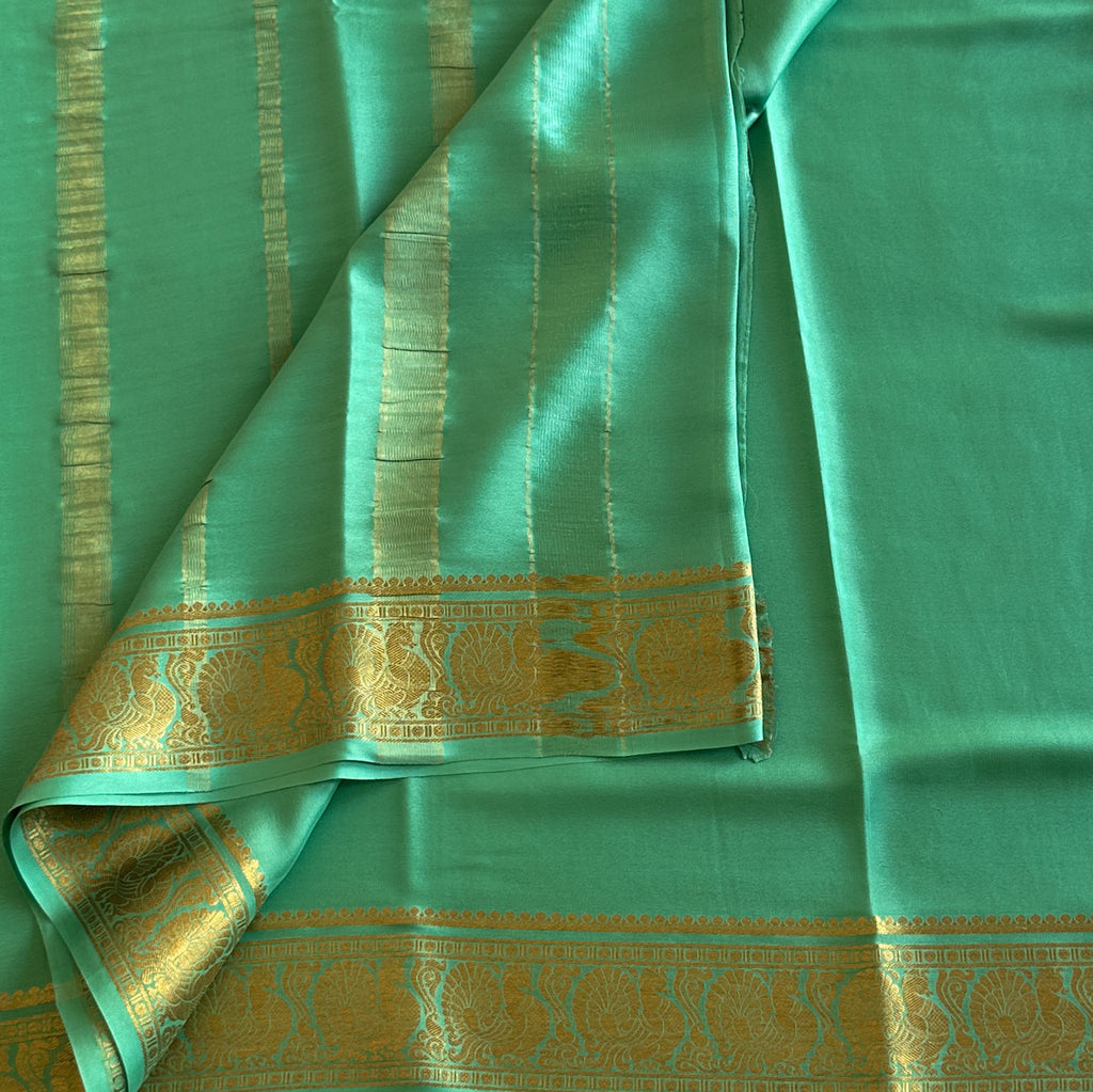 Dreamy Pastel Sea Green Pure Mysore Silk