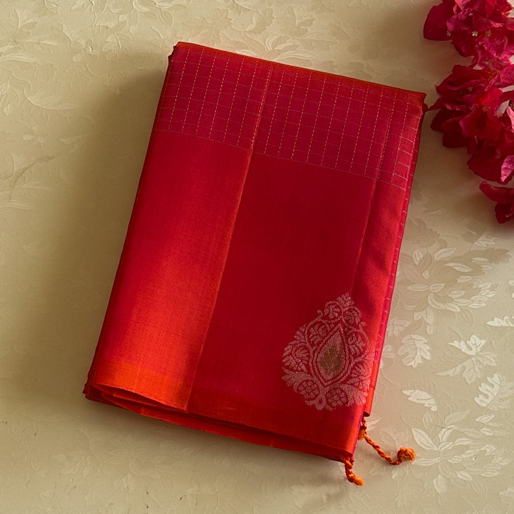 Magenta Zari Paisley Silk Saree With Floral Border And Tassels