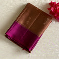 Copper Brown Designer Pure Silk Saree With Deep Magenta  Border