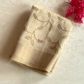 Ivory Beige Vine Embroidered Saree with Gold Zari and Mauve Accents