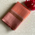 Dusty Peach Designer Pure Silk Saree With Coral Orange Pallu