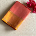 Dusty Peachish Rose Designer Pure Silk Saree With Mustard Yellow Pallu