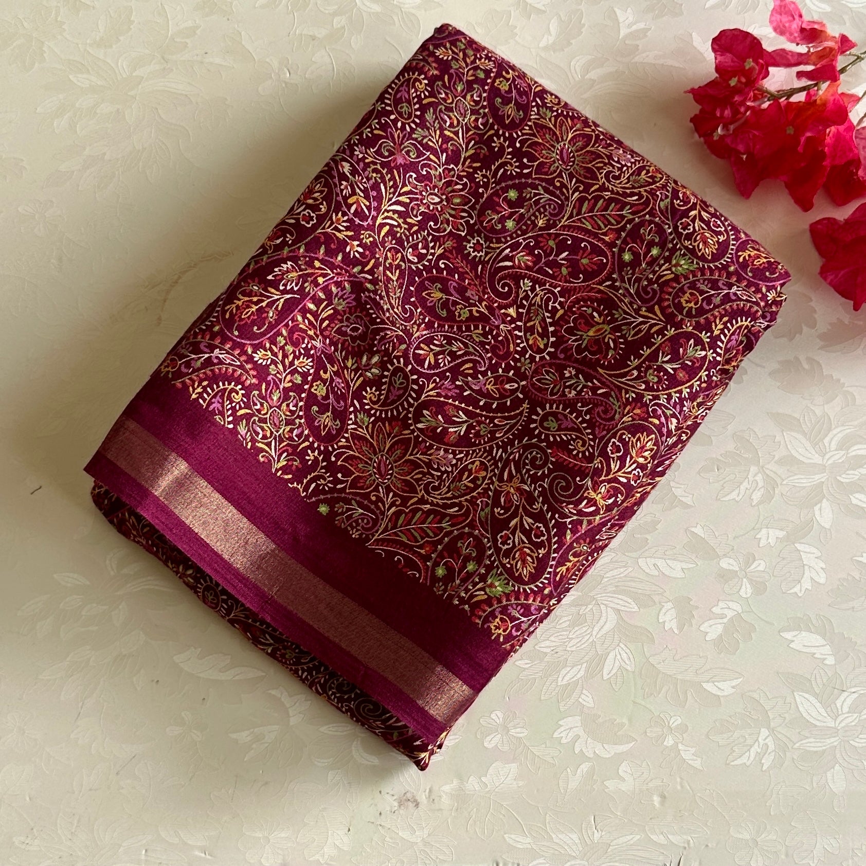Wine beauty With Printed Soft Paisley Cotton Elegance