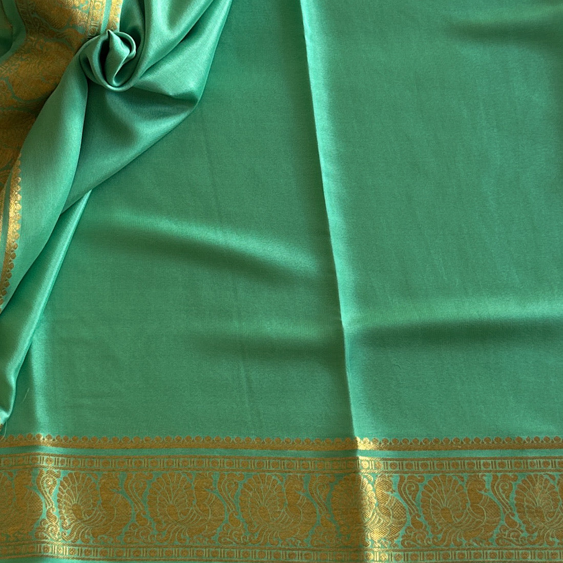 Dreamy Pastel Sea Green Pure Mysore Silk