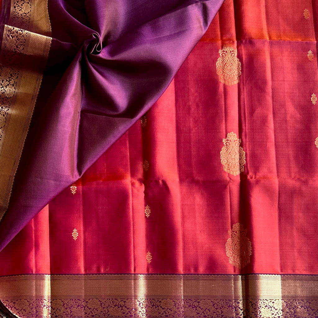 Magenta Silk Saree Royal Purple Pallu Gold Zari Work