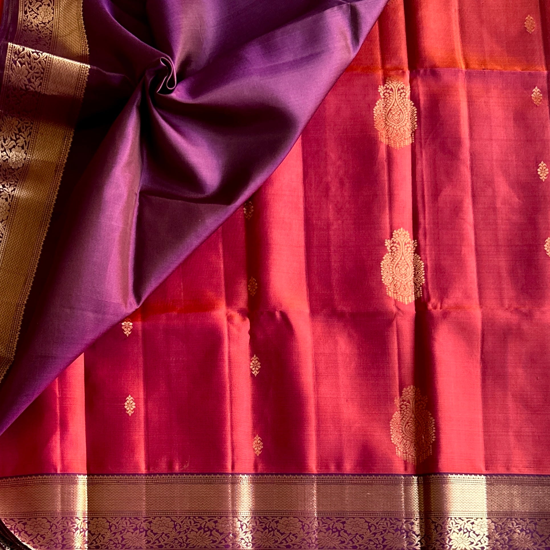 Magenta Silk Saree Royal Purple Pallu Gold Zari Work