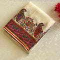 Traditional Ivory Silk Floral Paisley Embroidered Saree Gold Thread Border