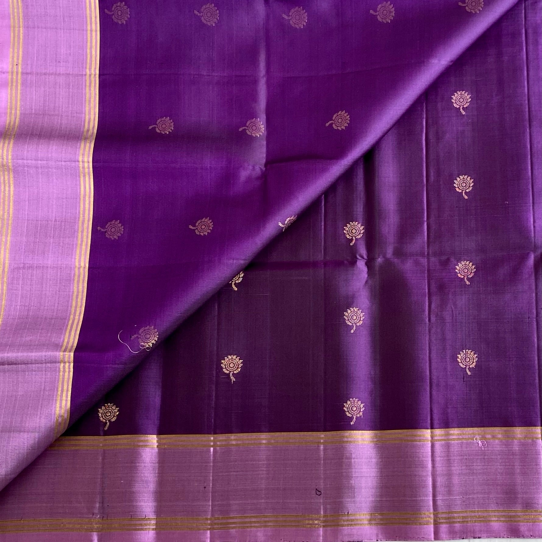Royal Purple Designer Pure Silk Saree With Metallic Lavender Pallu