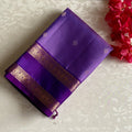 Amethyst Purple Designer Pure Silk Saree With Kollam Buttas and Antique Gold Accents