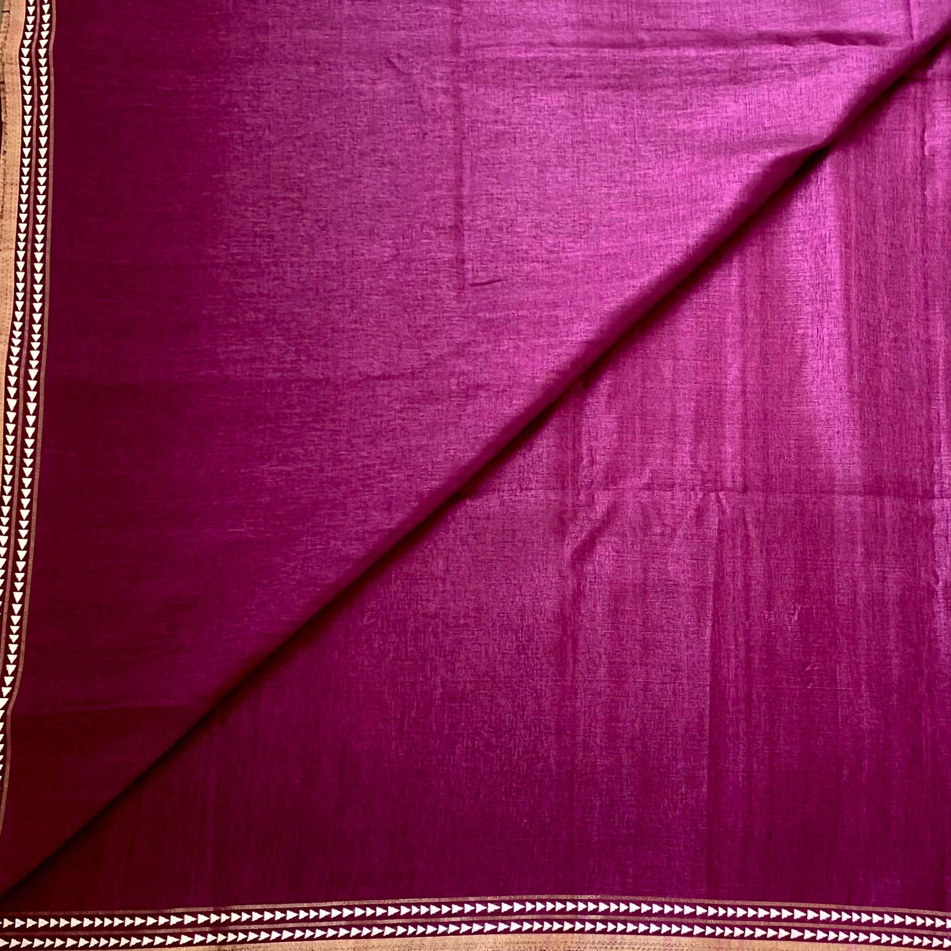 Deep Magenta Luxurious Tussar with tiny borders