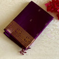 Royal Purple Designer Pure Silk Saree With Gold Border And Pallu