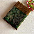 Mustard Gold Designer Pure Silk Saree With Emerald Green Pallu