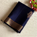 Midnight Blue Designer Pure Silk Saree With Antique Gold Pallu