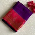 Royal Purple Soft Tussar Silk Saree With Rani Pink Pallu