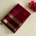 Dual Shaded Maroon Magenta Designer Pure Silk With Plum Purple Pallu
