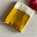Ivory Pearl Soft Tussar Silk Saree With Mustard Yellow Pallu